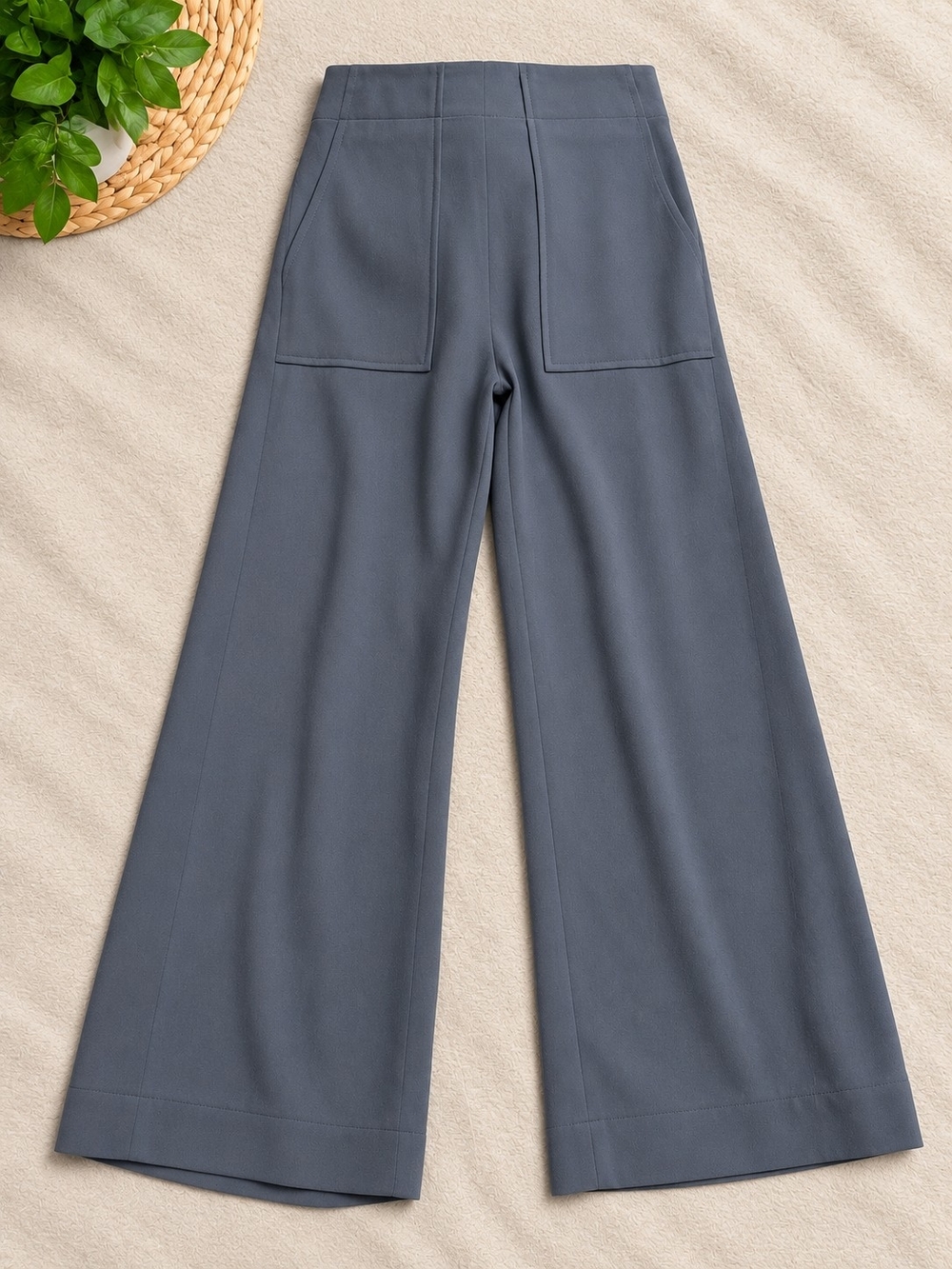 Lilla P Wide-Leg High Waist Pants in Slate Blue